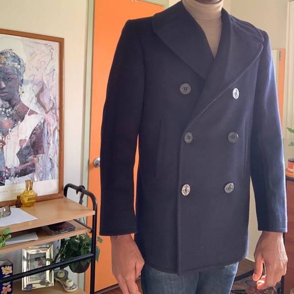 Genuine Navy peacoat. 100%wool. - Picture 3 of 4